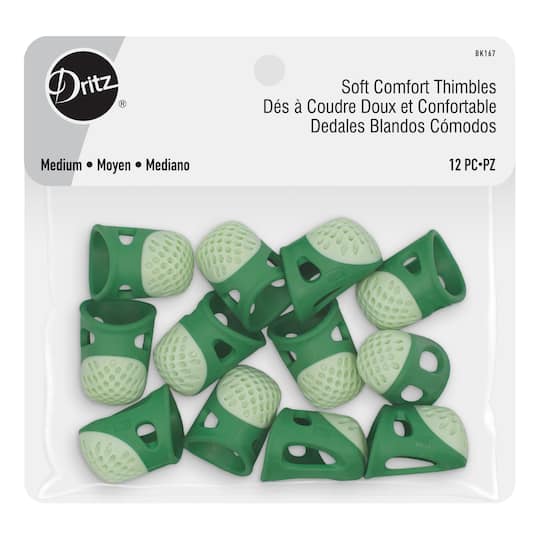 Dritz&#xAE; Green Medium Soft Comfort Thimbles, 12ct.